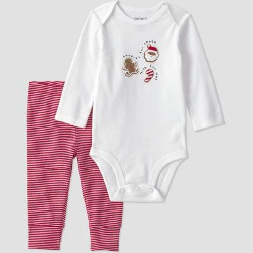 Carter's Just One You® Baby Christmas Cookies Long Sleeve Bodysuit and Pants Set - White/Red 3M