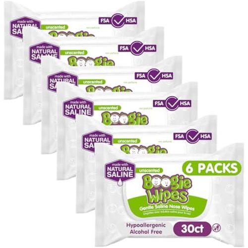 Boogie Wipes Gentle Saline Nose Wipes - 180 Count