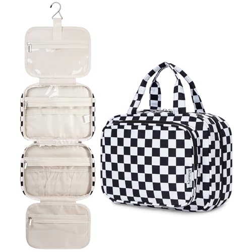 Narwey Hanging Toiletry Bag for Women, Travel Makeup Cosmetic Organizer Bag | Portable Travel Bathroom Bag for Travel Size Toiletries, Cosmetics, Brushes, Essentials, Dry Wet Separation, Gifts
