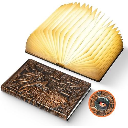 UME Dragon Book Lamp Dragon Night Light, Portable Book Lovers Gifts for Christmas, Birthday, Home Decor, 3 Colors