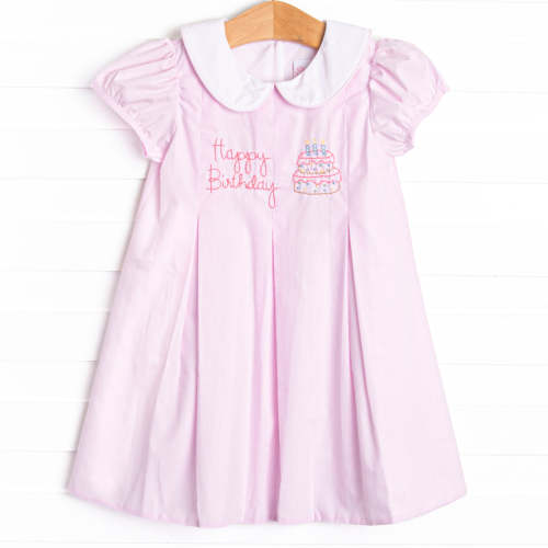 Birthday Wish Embroidered Dress, Pink                          –        Stitchy Fish