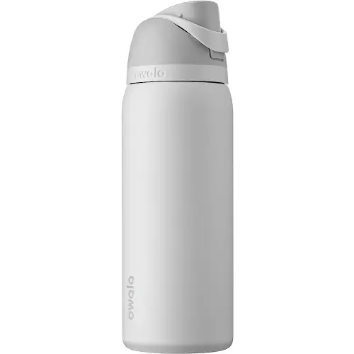 Owala FreeSip Insulated Stainless Steel Water Bottle with Straw for Sports and Travel, BPA-Free, 32-oz, Shy Marshmallow