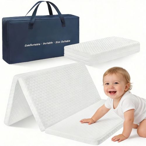 MYKKO Pack and Play Mattress Pad, 38"x26" Crib Mattress Tri-Fold Foam | Fits Graco Pack n Play Mattress, Baby Trend, | Portable Waterproof