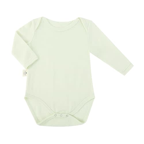 Baby Merino Wool Silk Long Sleeve Bodysuit with Snaps | Soft Breathable Comfort, Easy Envelope Neck, Convenient Snap Closure, Gentle Flexible Fit for Naps and Everyday Play