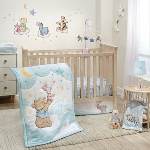 Bedtime Originals Disney Baby Starlight Pooh 3-Piece Blue Nursery Crib Bedding Set