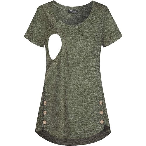 Quinee Women's Casual Button Side Nursing Tops Maternity Breastfeeding Tunic
