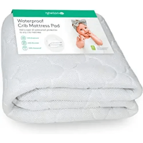Newton Baby Waterproof Crib Mattress Pad | 100% Breathable Quilted Layer for Comfort & Universal Fitted Skirt for Secure Fit | Machine Washable | Crib Mattress Protector Pad Waterproof, 1 Pack