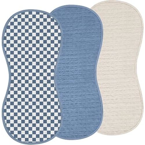 Hahafelt 3 Pcs Baby Changing Pad Liners, Check, Blue White