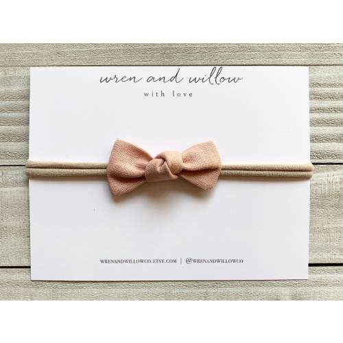 Dusty Rose Linen Baby Bow – Petite Knot Headband