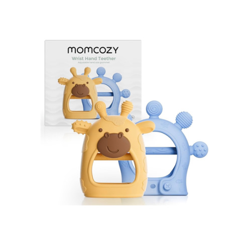Momcozy Baby Teether Toys | Food Grade Silicone Teething Relief 0-6 Months | Teething Toy 6-12 Months | Baby Essential | Yellow and Blue