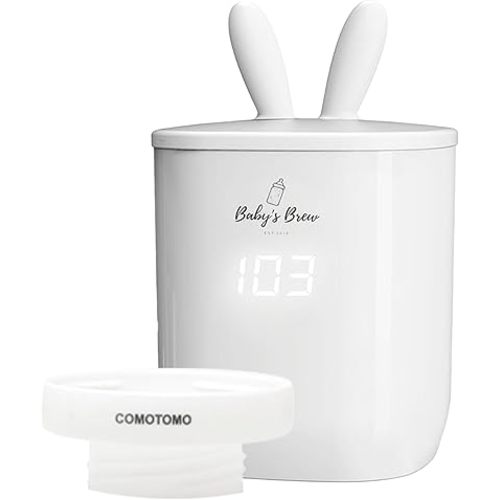 Baby’S Brew Portable Bottle Warmer with XL Adapter – Cordless Baby Bottle Warmer for Breastmilk & Formula, Rechargeable, Leak-Proof, Travel-Friendly Milk Warmer, White