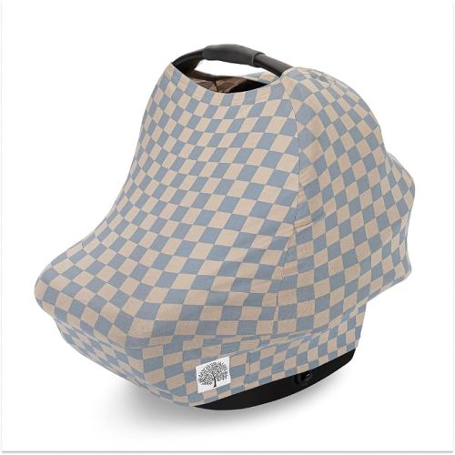 Parker Baby Co Multi-Use Cover Carseat & Nursing Cover: Stormy Blue Checker