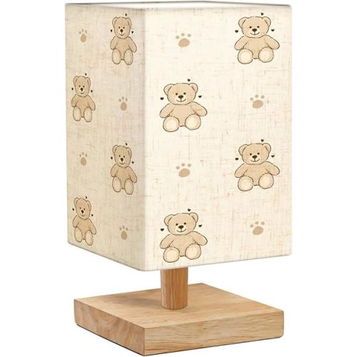 Table Lamp for Bedroom Teddy Bear Pattern Cartoon Style Pastel Color Adorable Cute Funny Modern Beside Lamp Home Decor Night Light for Nursery Office Dorm Living Room