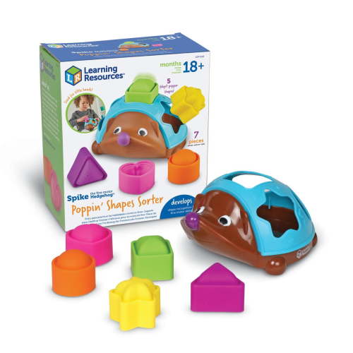 Learning Resources Spike the Fine Motor Hedgehog Poppin' Shapes Sorter - 7 pieces, Toddler Learning Toys for Boys and Girls Ages 18 + Months