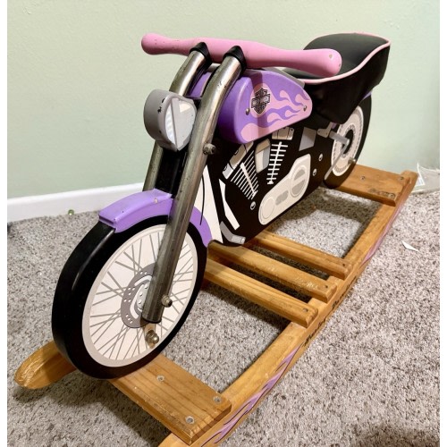 SUPER RARE! Harley Davidson Vintage Motorcycle Wooden Rocker pink/purple