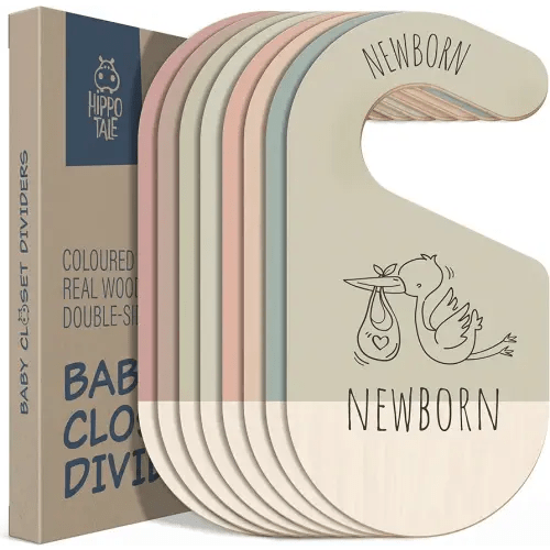 Baby Clothes Dividers For Closet - Wooden Baby Clothes Organizer Dividers for Boy & Girl, 8 Baby Closet Dividers by Size - Ideal Clothing Organizers