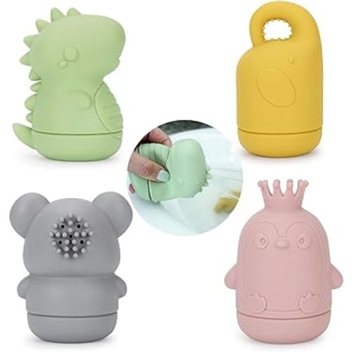 Socub Baby Bath Toys, Squeezable Silicone Bath Toys for Infants 6-12 Months, Toddlers 1-3, BPA Free Bathtub Toys, Pool Toys for Infants