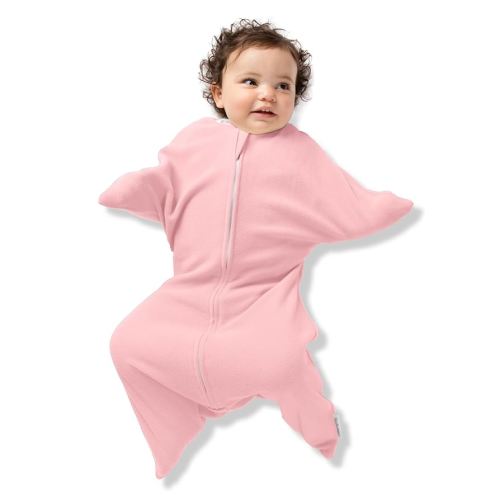 SleepingBaby Zipadee-Zip Transition Swaddle - Warm Fleece Baby Swaddle Blanket with Zipper Convenience - Rose Pink, Medium (6-12 Month)