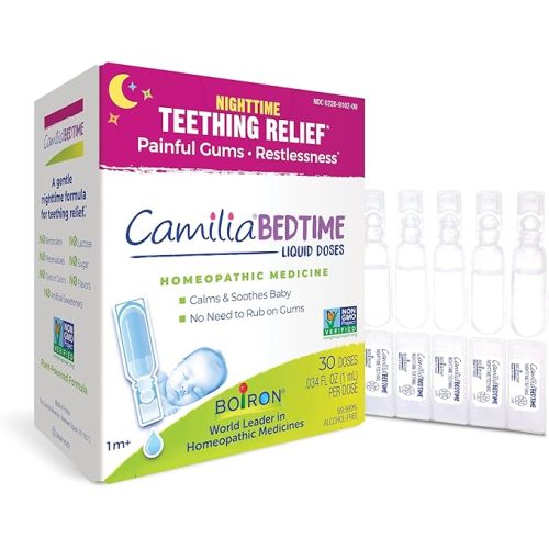 Boiron Camilia Bedtime Liquid Doses for Nighttime Teething Relief, Painful Gums, Restlessness, and Irritability - 30 Count
