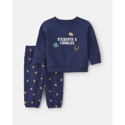 Baby Boy 2-Piece Football French Terry Pullover & Pant Set - Navy Blue | Carter's