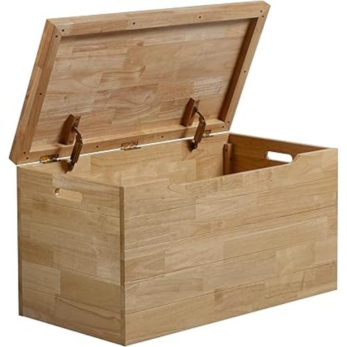 eHemco Heavy-duty Solid Hardwood Box, Storage Trunk, 35.5 by 18.63 by 19.5 Inches, Natural