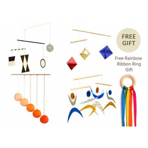 Montessori Mobile Set – Munari, Gobbi, Dancer, Octahedron Nursery Decor