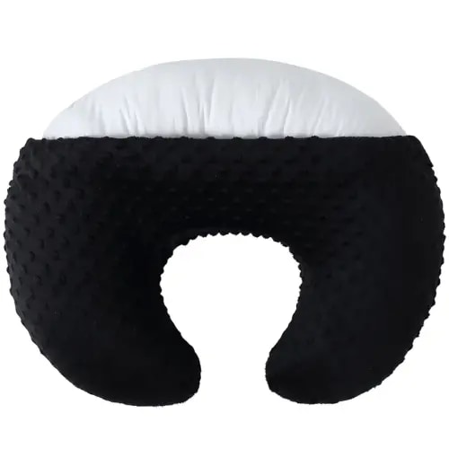 Nursing Pillow and Positioner Breastfeeding and Bottle Feeding, Propping Baby, Tummy Time, Sitting Support for Baby Boy and Baby Girl, with Removable Dots Cover (Black)