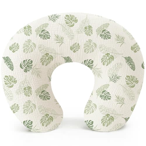 Konssy Muslin Nursing Pillow Covers, 100% Cotton Soft & Adorable Covers for Breastfeeding Pillows, Slipcovers for Newborn Baby Boys & Girls