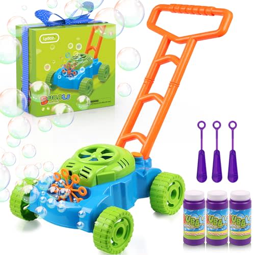 Lydaz Bubble Lawn Mower Toddler Toys, Bubble Machine Outdoor Garden Toys | Pretend Toys for 1 2 3 Year Old Boy Birthday Gift, Summer Push Gardening Toys for Indoor Preschool Baby Boys