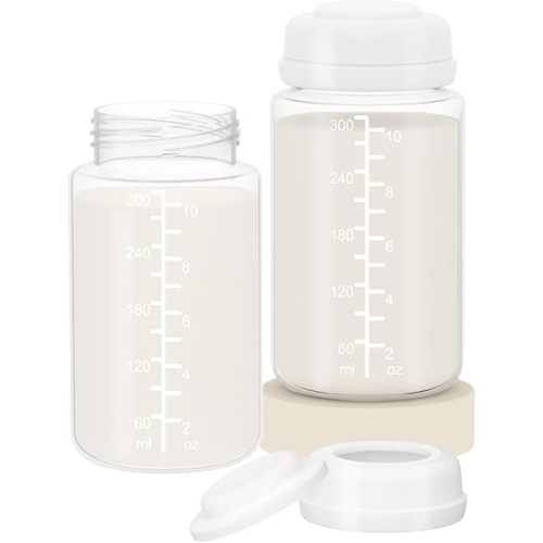 2PC 10oz/300ml Breast Milk Storage Bottles Compatible with Momcozy 22oz Cooler, Pumping Bottles Fit for SpectraS1 S2 9 Plus, Motif Luna, and Most Wide-Mouth Flange