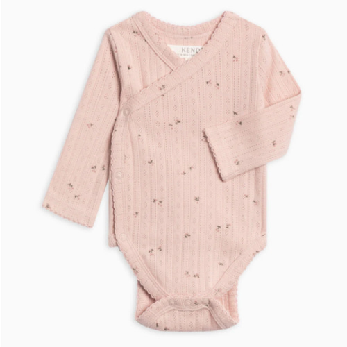 Hilda Brushed Back Pointelle Long Sleeve Kimono Bodysuit