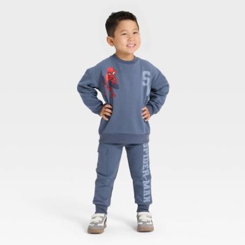 Toddler Boys' 2pc Marvel Spider-Man Fleece Pullover and Bottom Set - Blue