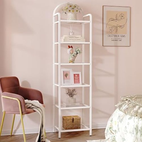 Hzuaneri Bookcase Bookshelf, Tempered Glass Bookshelves