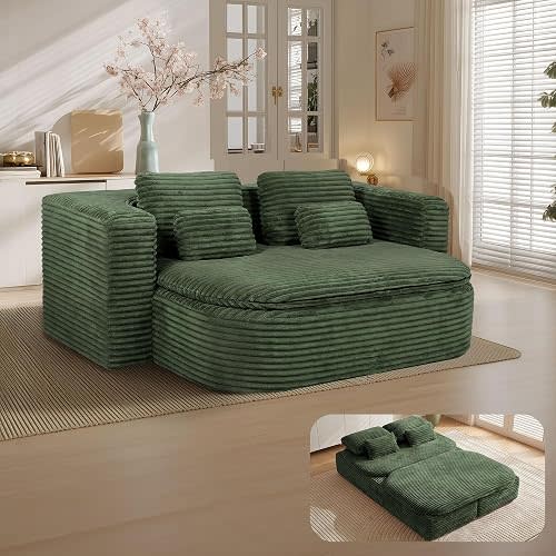 75'' Folding Sleeper Sofa Bed, Memory Foam Boneless Couch