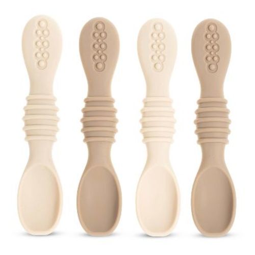 Silicone Baby Spoons for Baby Led Weaning 4-Pack, First Stage Baby Feeding Spoon Set Gum Friendly BPA Lead Phthalate and Plastic Free