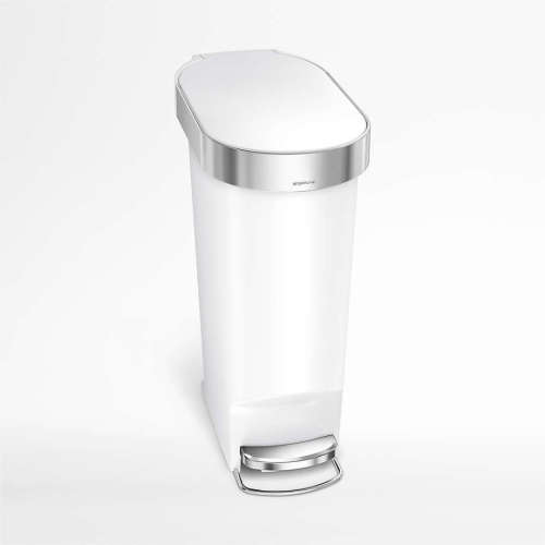 Simplehuman 40 Liter Slim Liner Rim Trash Can, White Plastic