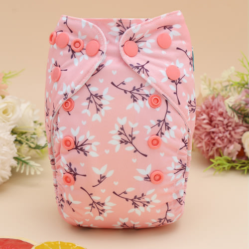 Newborn all In One Diaper with Pocket Sewn-in one Newborn 4-layer Bamboo blend insert-Flowers(SAO-EW32A)