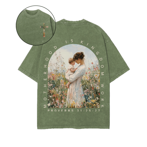 Motherhood Is Kingdom Work Double Sided Unisex Washed Christian T-shir – Soultt