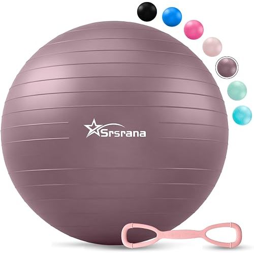 Exercise Ball - Anti-Burst Yoga Ball for Pilates, Pregnancy & Core Stability - Ergonomic Office Desk Ball Chair & Physical Therapy Equipment, Quick Pump Included