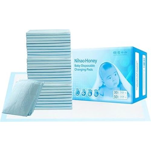 Disposable Changing Pads for Baby, 30 Pack Portable Diaper Changing Pad Liner, Baby Changing Pad Waterproof Underpads Changing Table Pads Leak-Proof Breathable (Blue, 18x24 Inch)