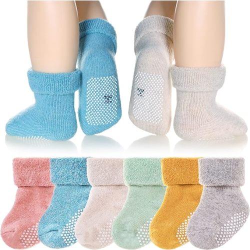 Eyean Baby Wool Grip Sock Soft Winter Warm Thick Non Slip Toddler Boy Girls Crew Socks For Children 6 Pairs