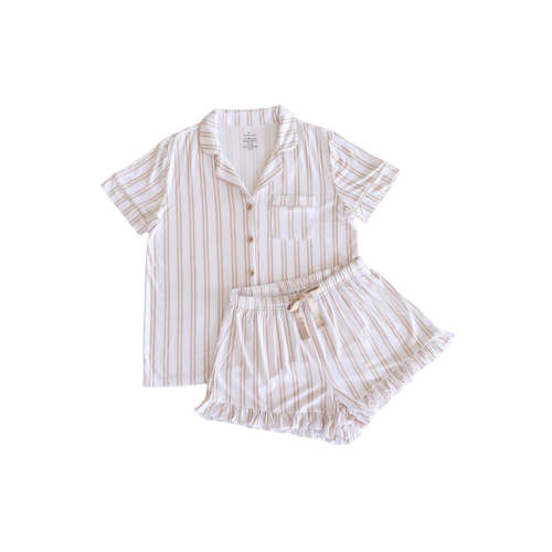 Women's Two-Piece Short Lounge Set in Stripe Life | Caden Lane