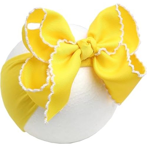 6'' Jumbo Red Baby Girls Bow Headbands, Soft Nylon Headwraps