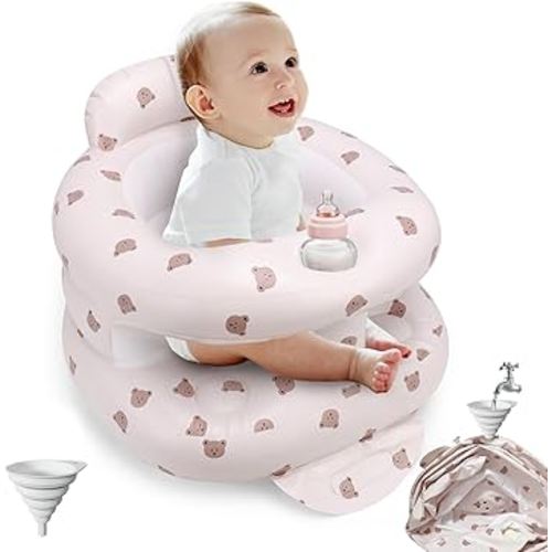 Inflatable Baby Seat for Babies 3 Months & Up, Inflatable Baby Support Seat for Sitting Up, Toddler Baby Chair with Built in Air Pump, Upgrade Water Injection Function (Color#01)