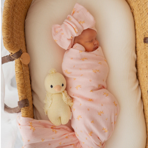Essential Swaddle Set | Tiny Yellow Floral Pointelle