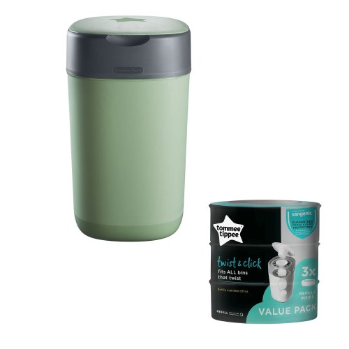 Tommee Tippee Twist & Click Nappy Disposal Unit & Refill 3Pk Bundle