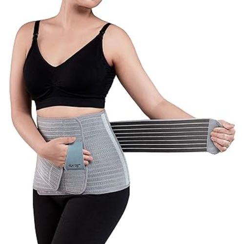 Mamaway Postpartum Belly Band, Girdle for Postnatal, Adjustable Belly Wrap, C-section Recovery Binder, Abdominal Support, Back Pain Relief (Polyester derived from Bamboo Charcoal Fiber)