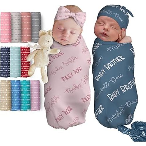 Sweewind Personalized Baby Blanket Personalized Baby Blankets for Girls Boys Pesonnalized Baby Gifts Custom Baby Blanket Personalized Baby Swaddle Personalized Baby Items (Names)