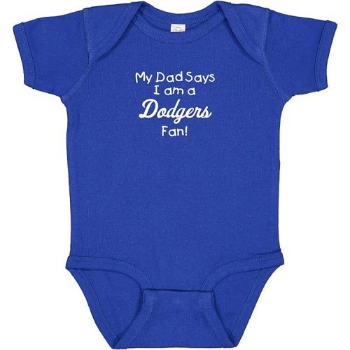Cute My Dad Says I am a Baseball Fan Baby Bodysuit (Dodgers, Newborn)