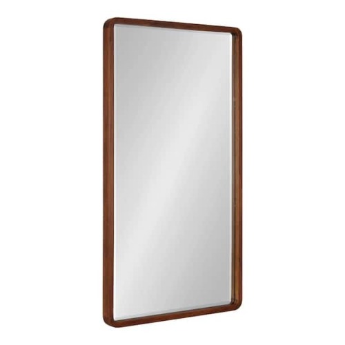 24 in. W x 36 in. H Modern Rectangle Matte Brown Pine Wood Framed Decorative Wall Mirror, Living Room and Entry Way